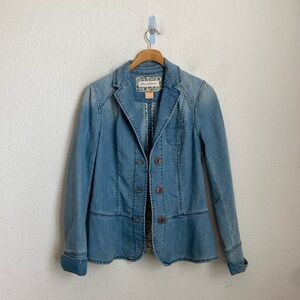 Anthropologie Pilcro & letterpress Blue Denim Peplum blazer Jacket Size M/L